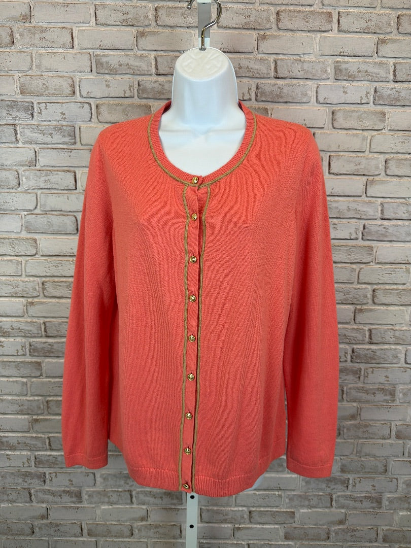 Talbots Cardigan, Pink punch, Large, Used - Good