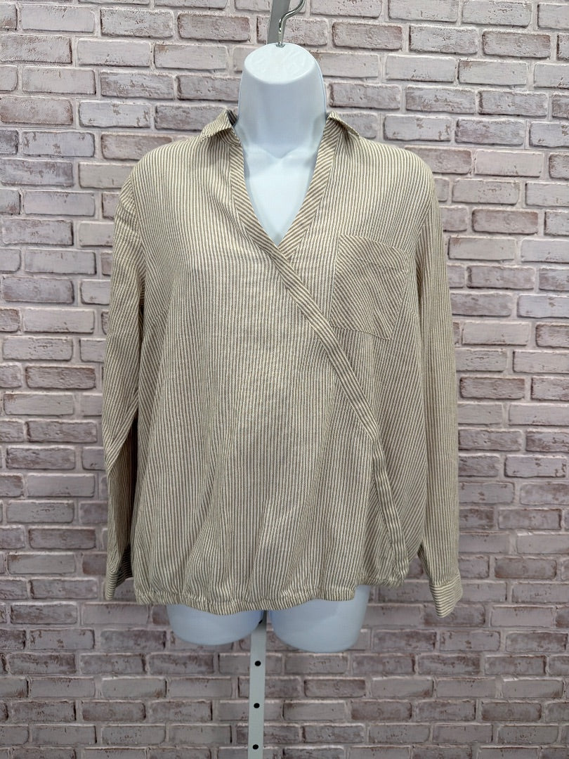 J.jill Shirt, Beige/white stripes, Small, Used - Good