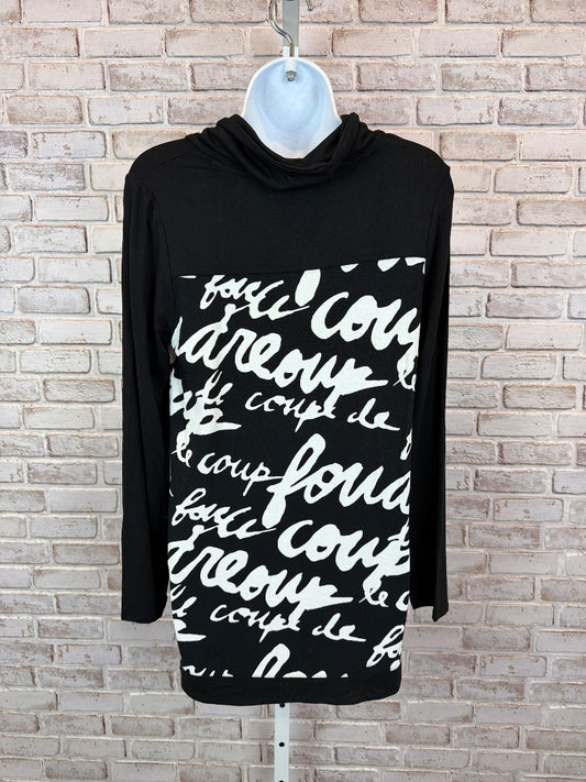 Zenergy Signature Printed Tunic Sweater, Black/white, 0, New With Tags