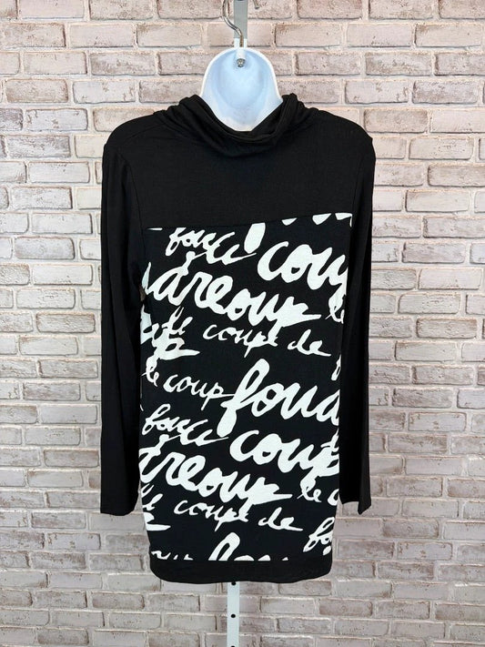 Zenergy Top - Blouse – Zenergy Signature Printed Tunic Sweater, Black/white, 0, New With Tags