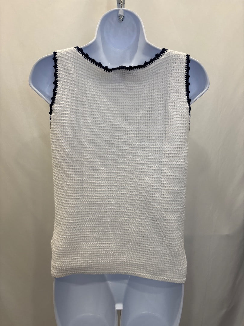Ann Taylor Shirt, White/navy, Medium