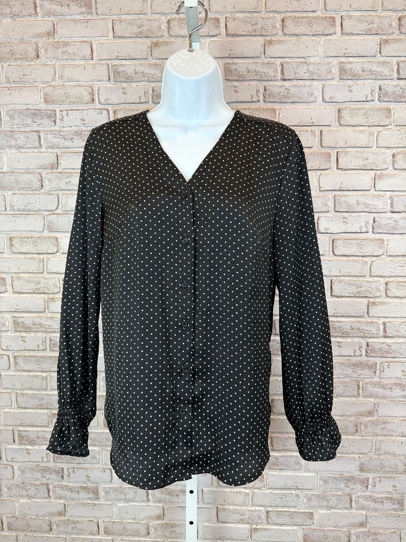 Tahari Shirt, Black/white polka dots, Small, Used - Good