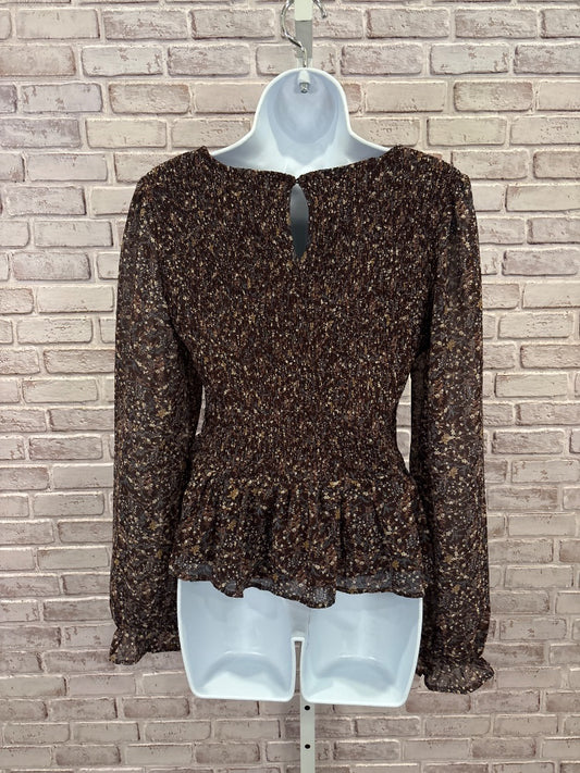 Paper Crane Shirt, Brown floral, Large, Used - Good