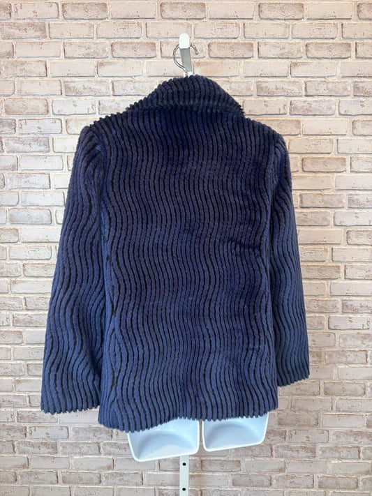 Alice + Olivia Faux Fur Outerwear – Black/Blue, Size Small – Excellent Condition