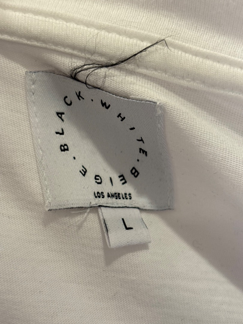 Black white beige Tee shirt, White, Large, Used - Good