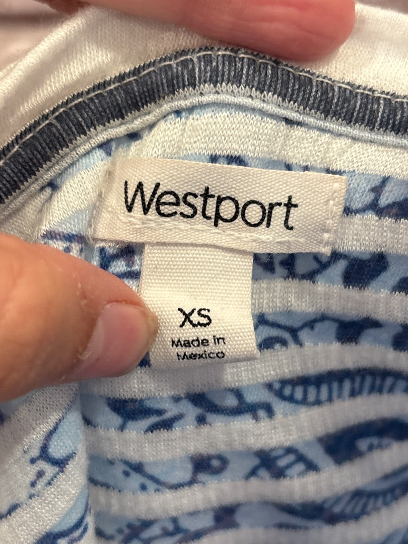 Westport Tee shirt, White/blue, XS, Used - Good