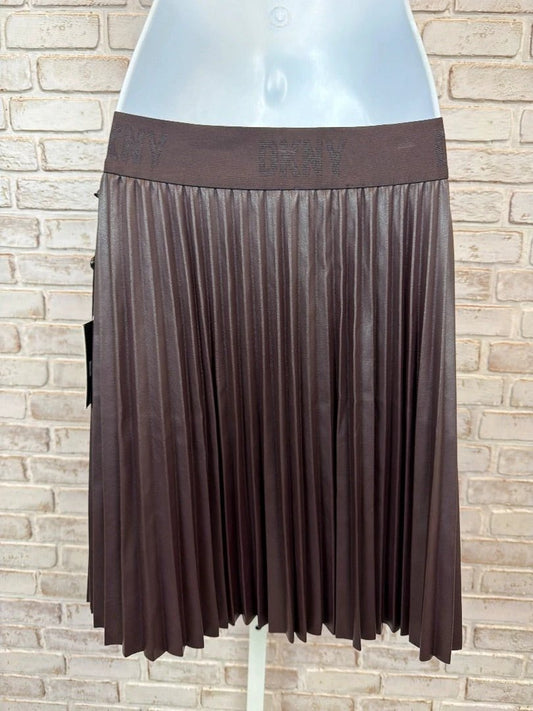 DKNY Bottom - Skirt – DKNY Pleated Faux Leather Skirt, Purple, Large, New With Tags