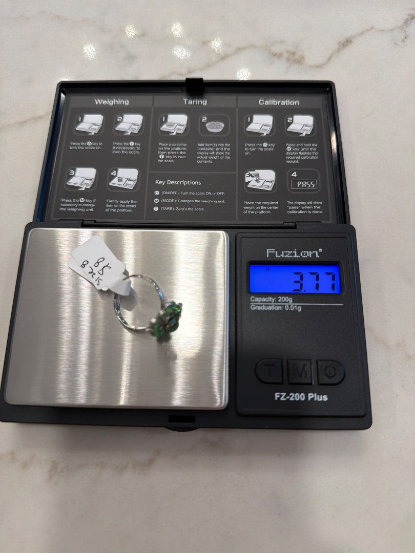 Various Ring, Silver/green, 8, Used - Good