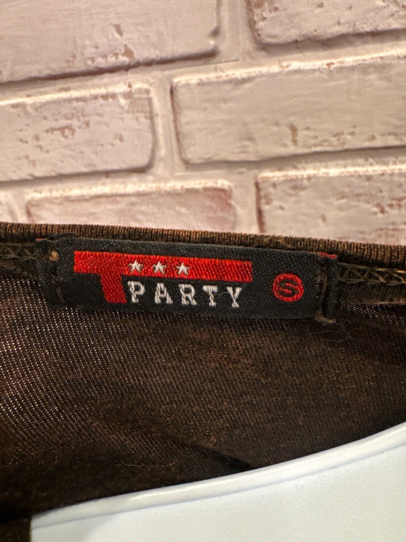 T Party Tee shirt, Brown, Small, Used - Good
