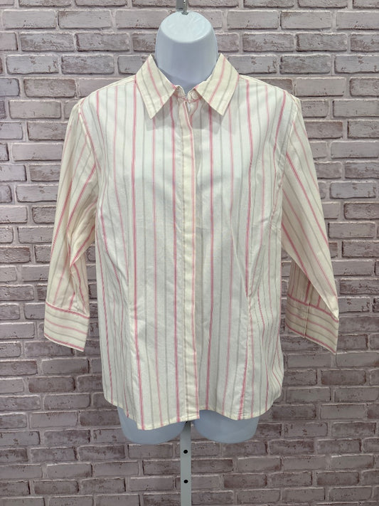 Croft & Barrow Shirt, Pink/white stripes, Large, Used - Good
