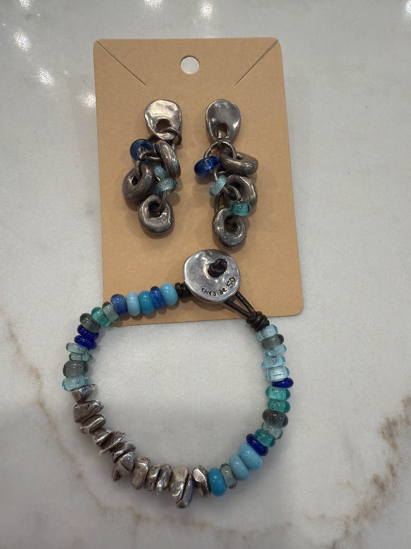 Uno de 50 Matching Jewelry Set, Silver/blue, One Size, Used - Good