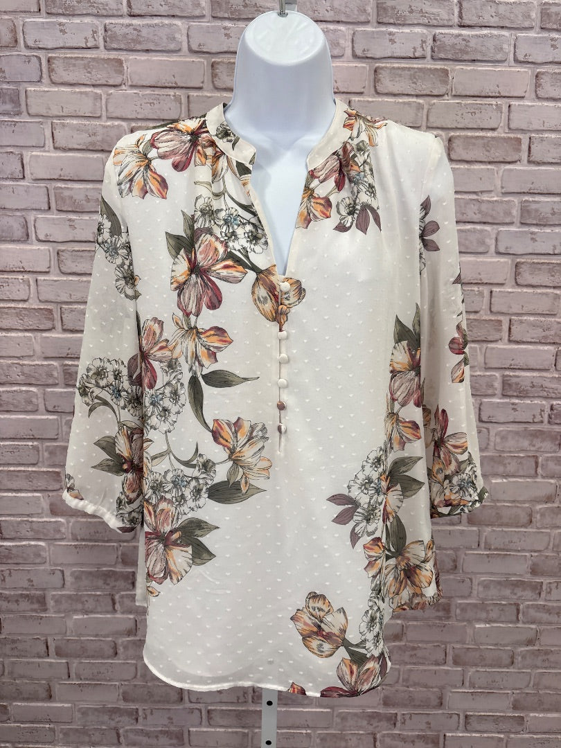 White House Black Market Shirt, White multi, 8, Used - Good