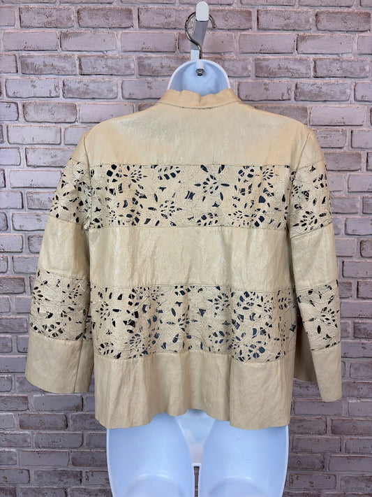 Alberto Makali Faux Leather Jacket, Beige, Small, Used - Excellent