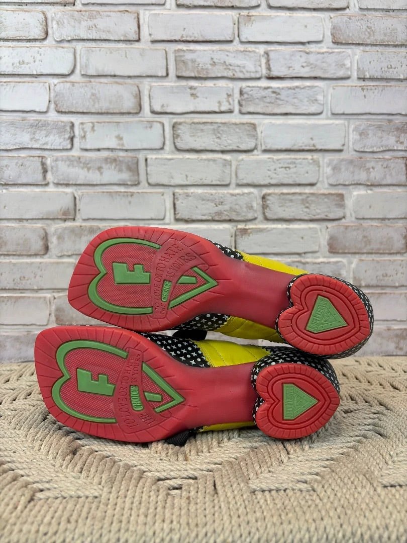 John Fluevog Clogs – Black/Dots, Size 9.5 – Brand New Condition