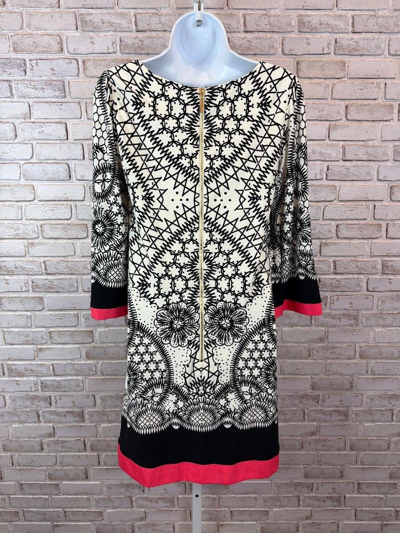 Eliza J Dress, White/black/pink, 4, Used - Excellent