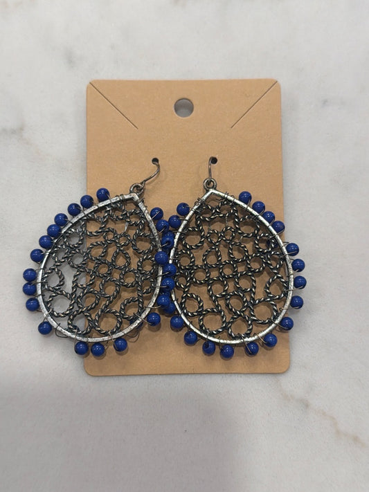 Various Earrings, Silver/blue, One Size, Used - Good