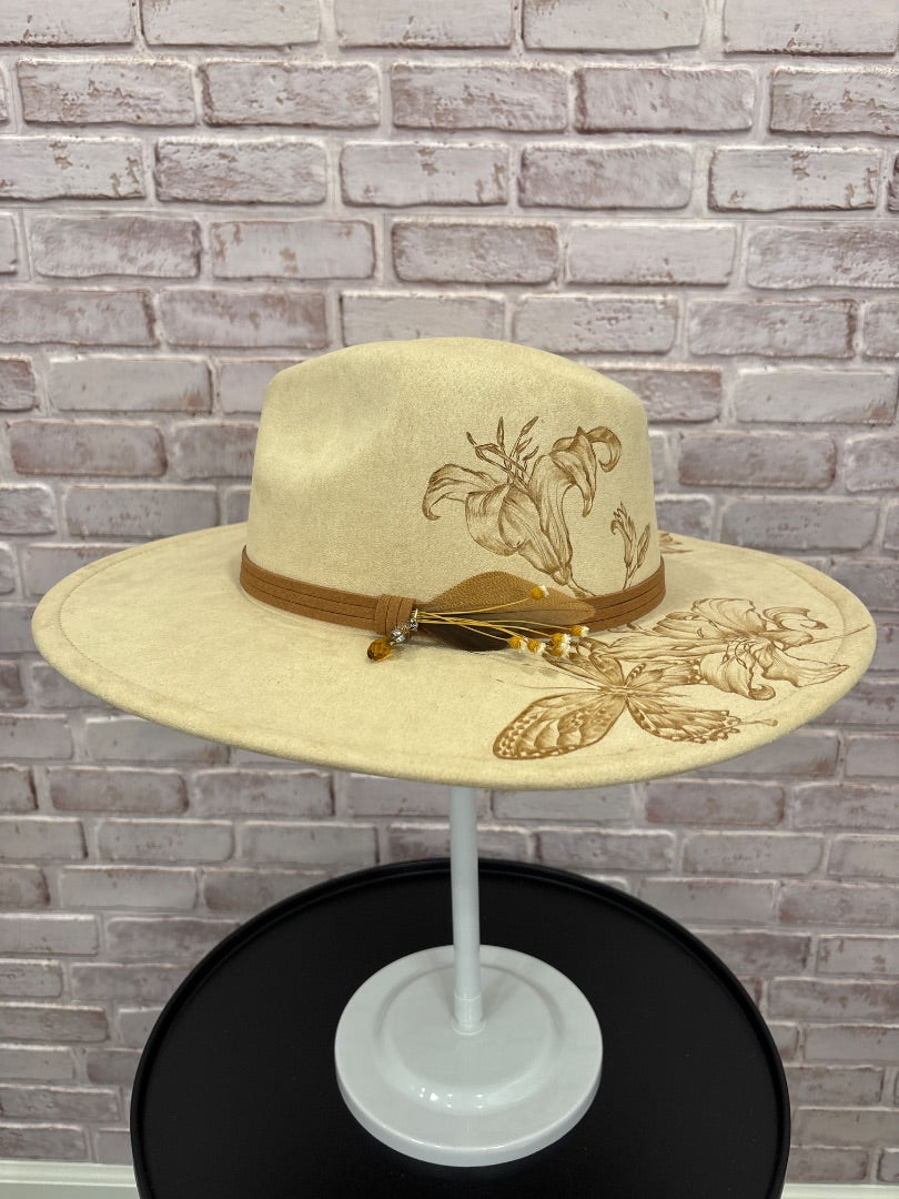 Sun Kissed Fedoras Flat Brim, Sand, Medium, Brand New