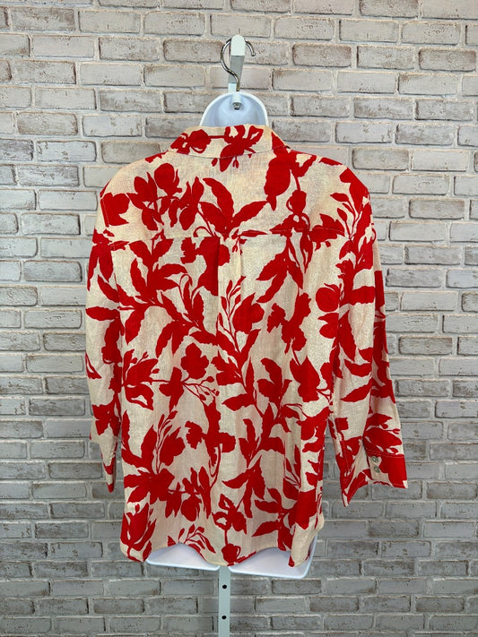 Chicos Shirt, beige/red, 14, Used - Good