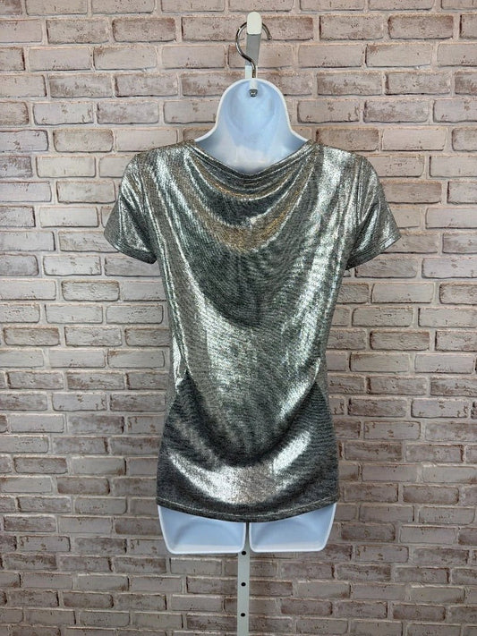 White House Black Market Top - Shirt – White House Black Market Tee shirt, Silver, XXS