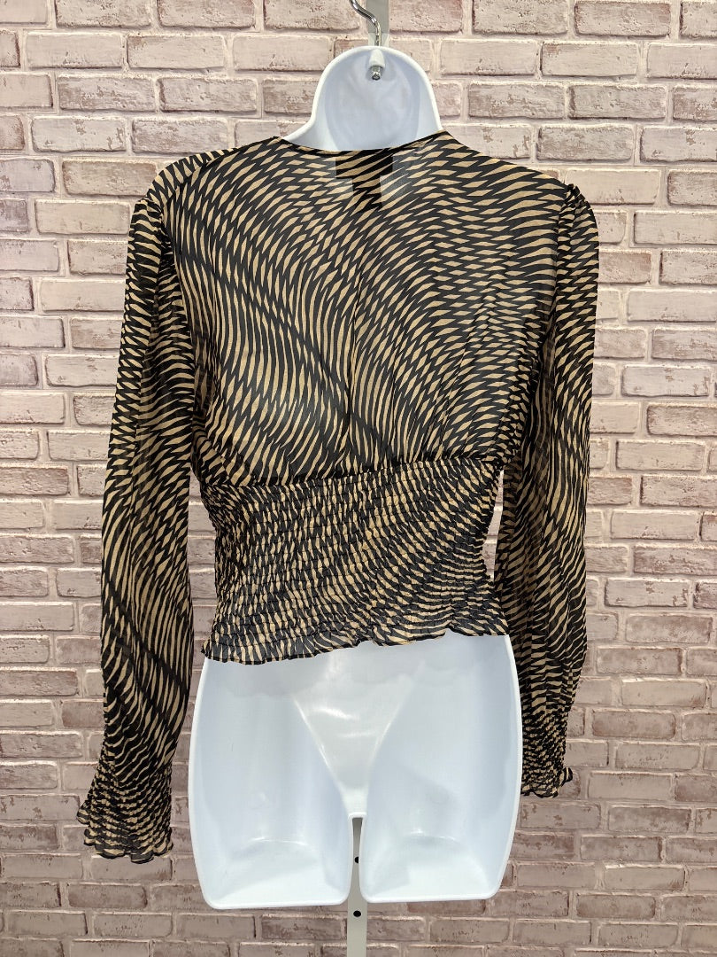Express Silk Shirt, Black/brown, 7/8, Used - Good