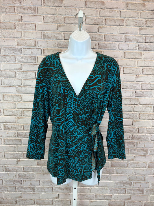 Chicos Shirt, Black/teal, 1, Used - Good