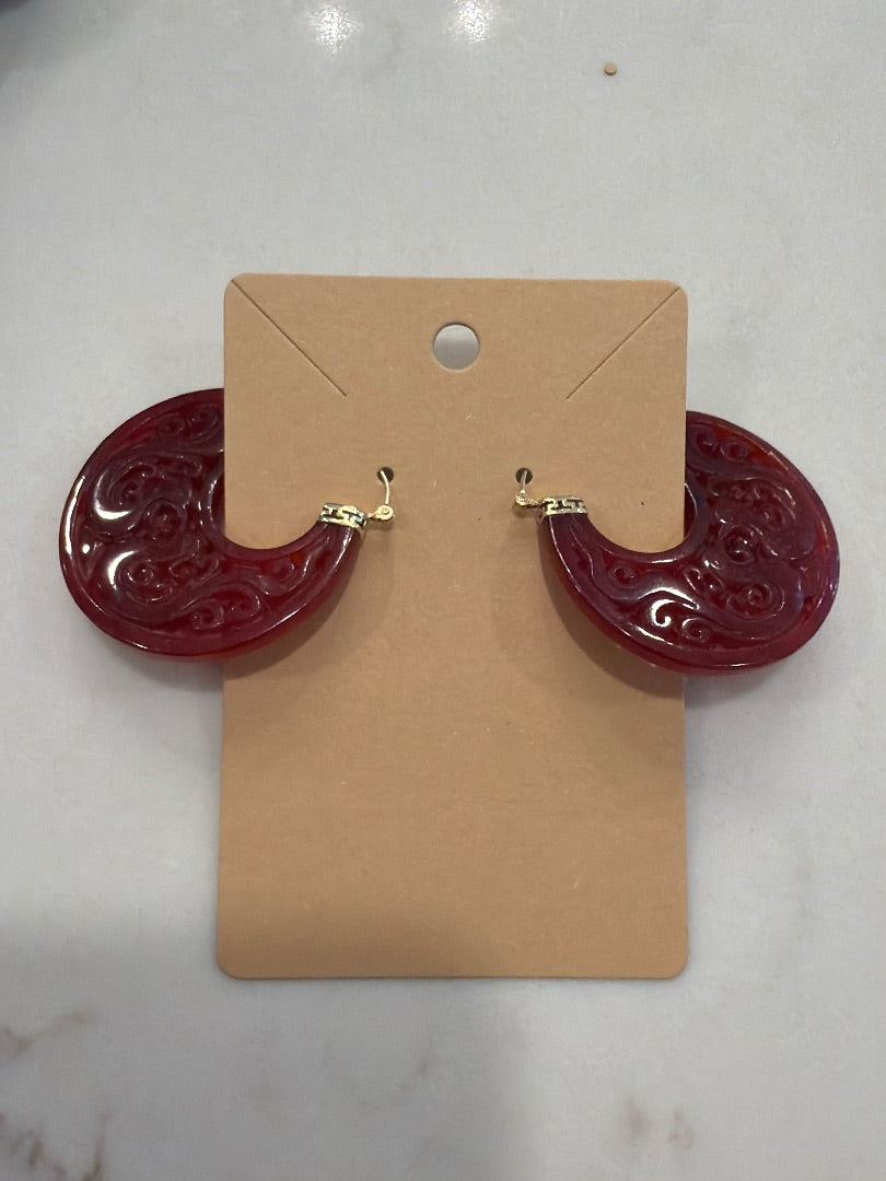 Various earrings, red, One Size