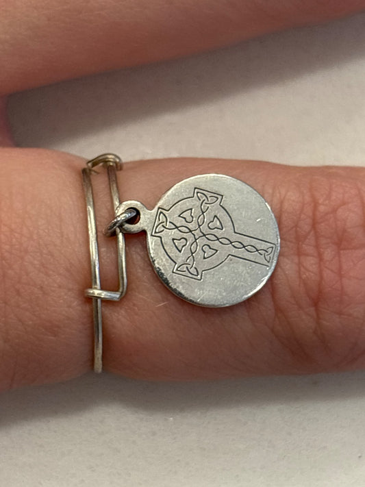 Alex & Ani Celtic Cross Ring, Silver, One Size, Used - Good