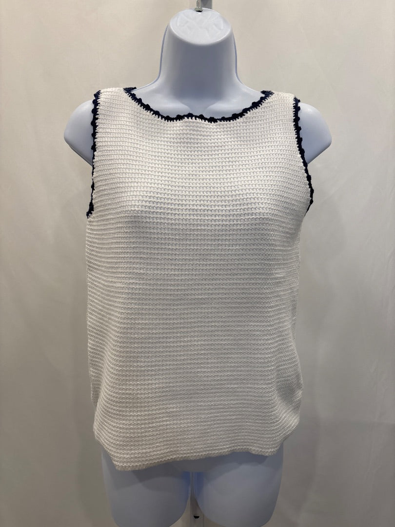 Ann Taylor Shirt, White/navy, Medium