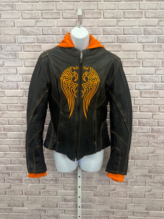 Vance Leathers Jacket, Black/orange, Medium, Used - Good