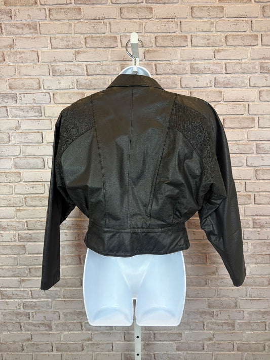 Byrnes & Baker Thinsulate Leather Bomber Jacket, Black, Small, Used - Good