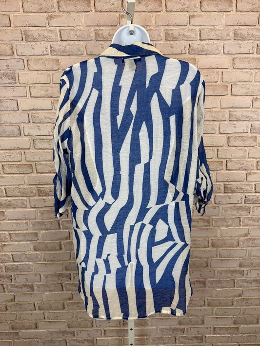 Alison Sheri Top - Shirt – Alison Sheri Shirt, Blue/white, XL, Used - Excellent