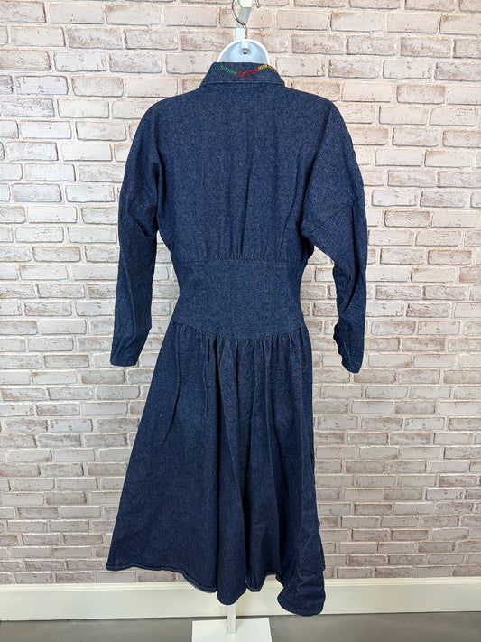 Vintage Circle T Denim & Fringe Dress, Denim multi, 8, Used - Excellent