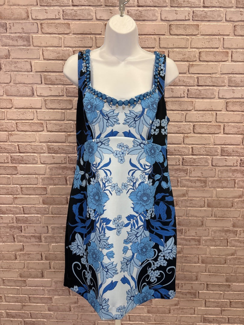 Boston Proper Dress, Black/blue, 12, New With Tags