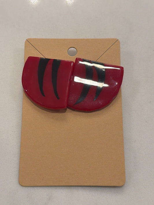 Various earrings, red/black, One Size