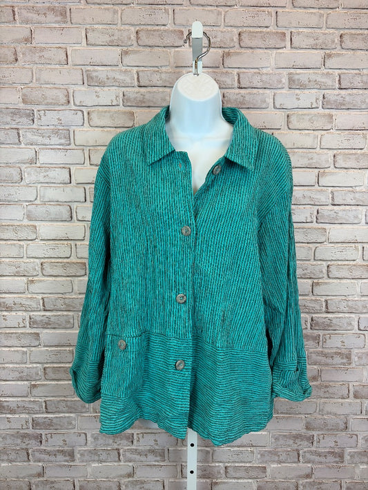 Mill Valley Clothing Co Shirt, Teal stripes, XL, Used - Good
