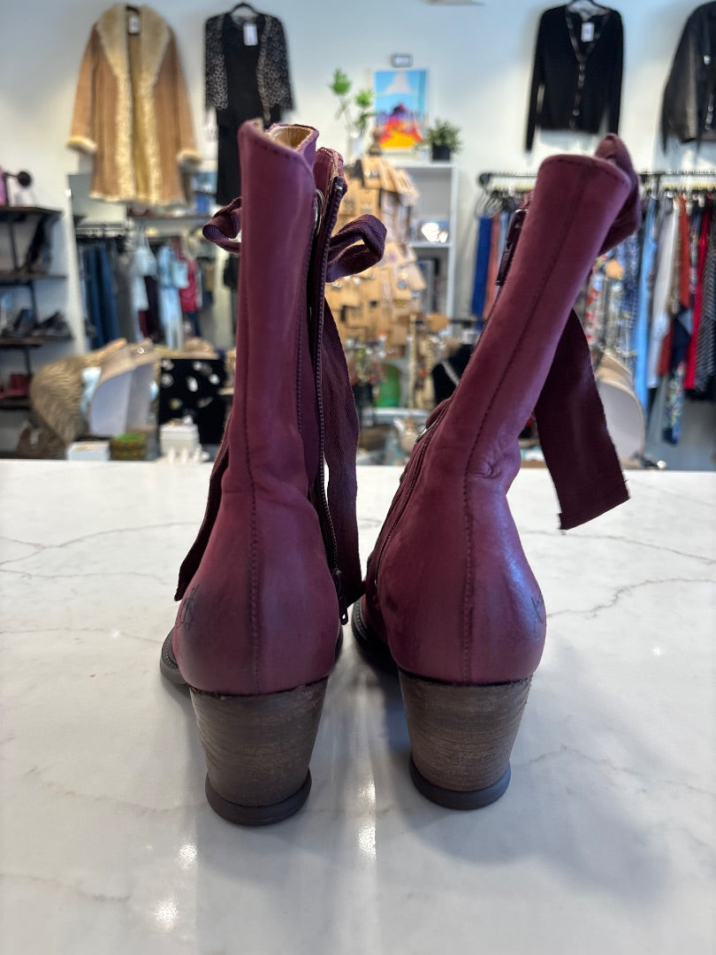 John Fluevog Gladstone Booties, Maroon, 8.5
