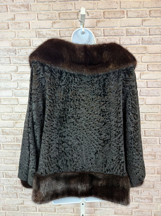 Various Persian Lamb & Mink Fur Jacket, Black/brown, One Size, Used - Good