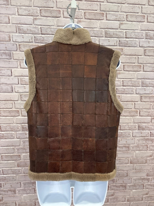 Various Leather Sherling Reversible Vest, Brown, Medium, Used - Good