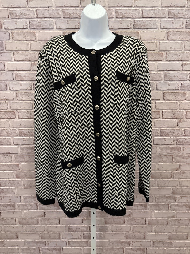 Talbots Cardigan, Black/white, XL, New With Tags