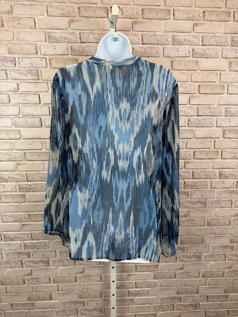 Chicos Shirt, blue multi, 1, Used - Good