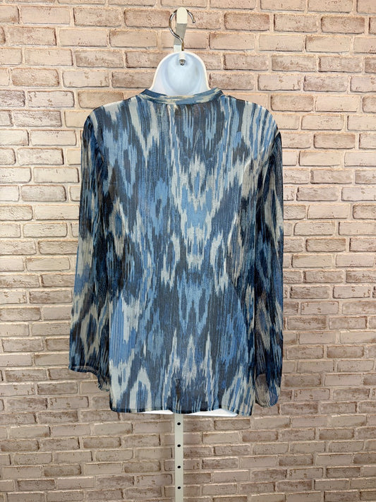 Chicos Shirt, blue multi, 1, Used - Good