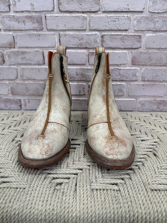 Bed Stu Tabitha Booties, white/tan, 7, Like New