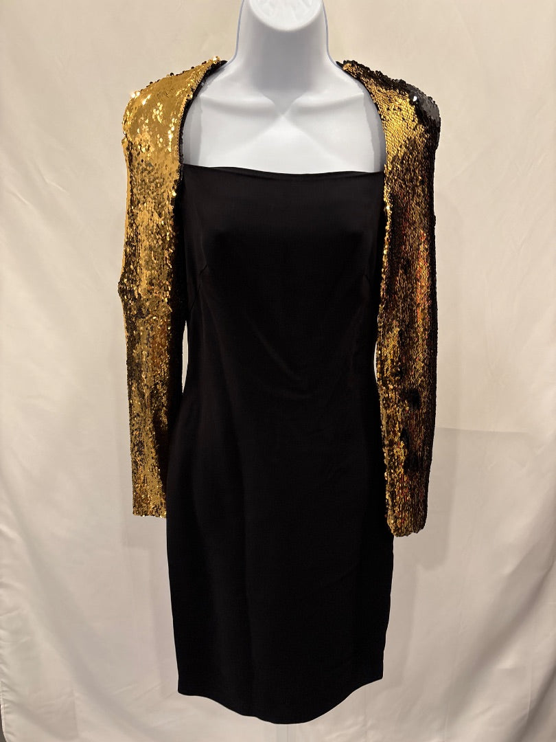 NK32 Naeem Khan Dresses, Black/gold, Small