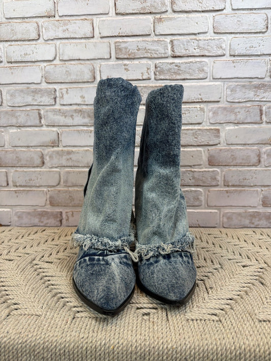 Steve Madden Livvy Denim Fab Boots, Denim, 7.5, Used - Good