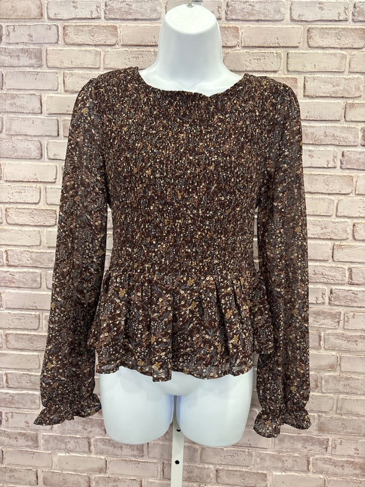 Paper Crane Shirt, Brown floral, Large, Used - Good