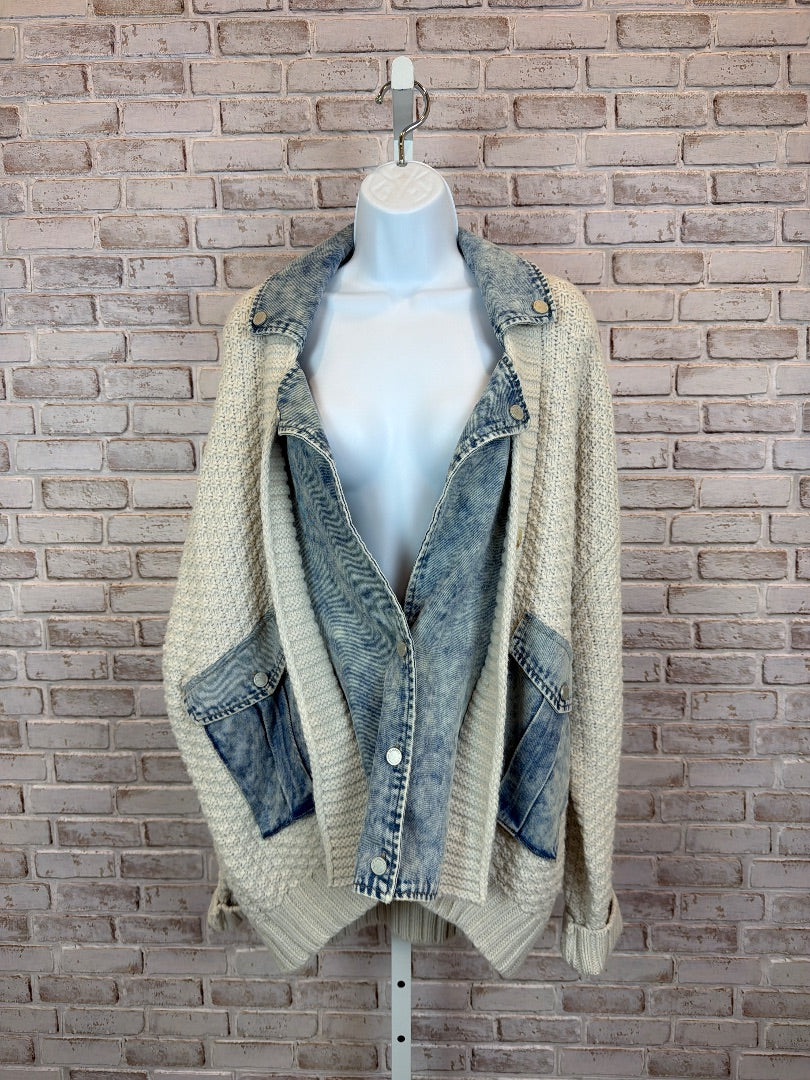 Blank NYC Sweater Jacket, Cream/denim, Medium, Used - Good