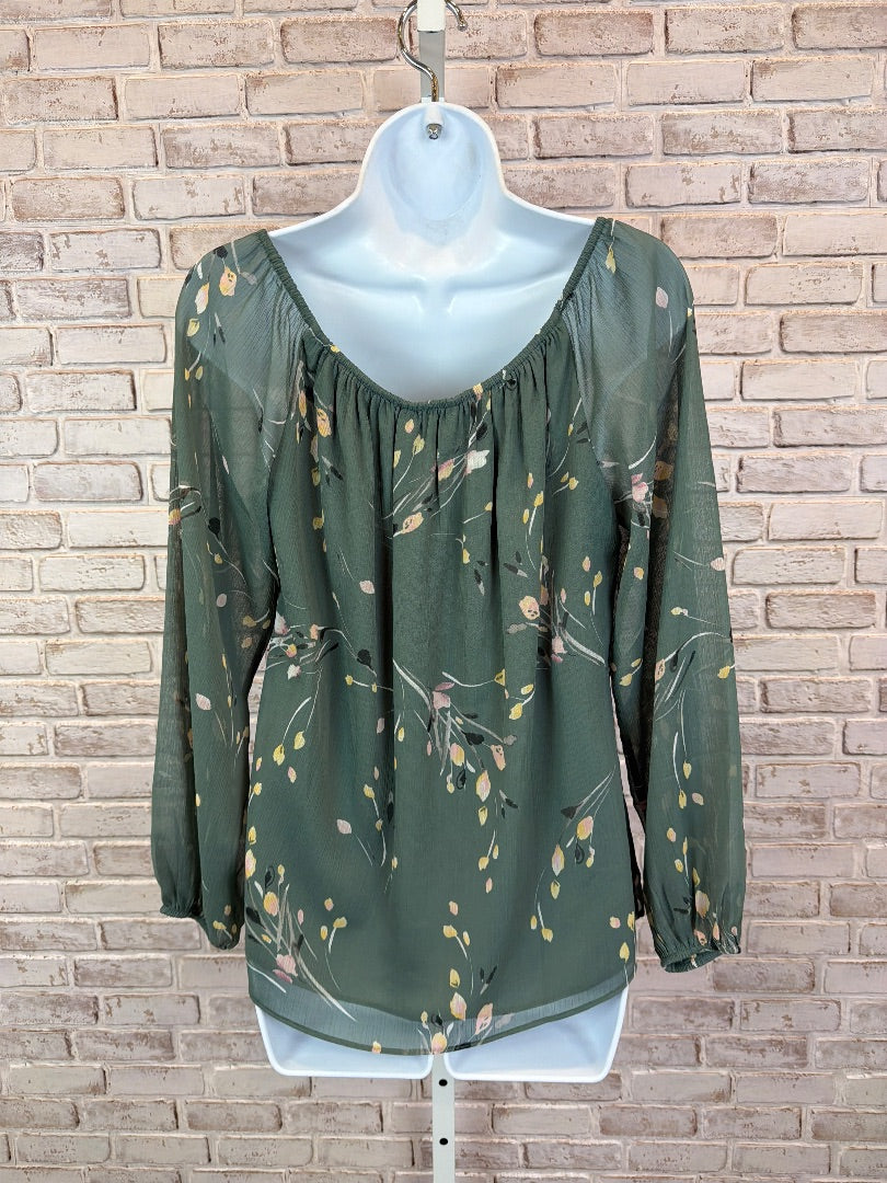 White House Black Market Shirt, Green floral, Small, Used - Excellent