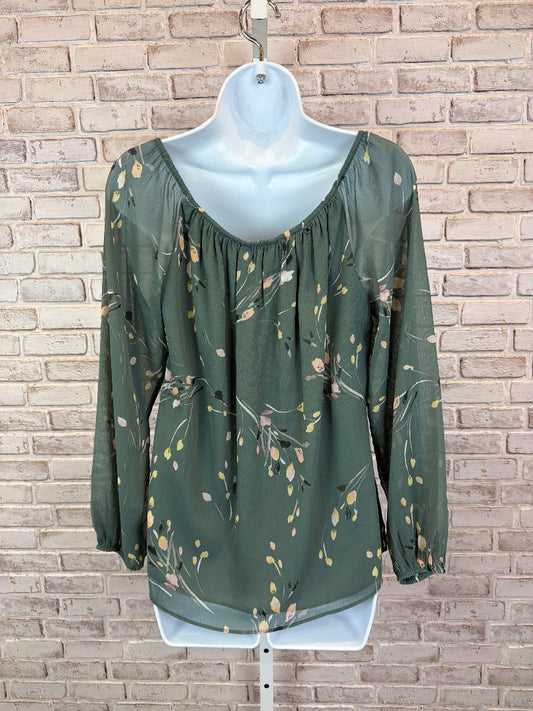 White House Black Market Shirt, Green floral, Small, Used - Excellent