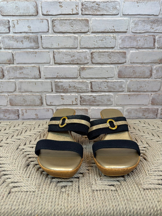 Italian Shoemakers Sandals, Navy gold, 8, Used - Good