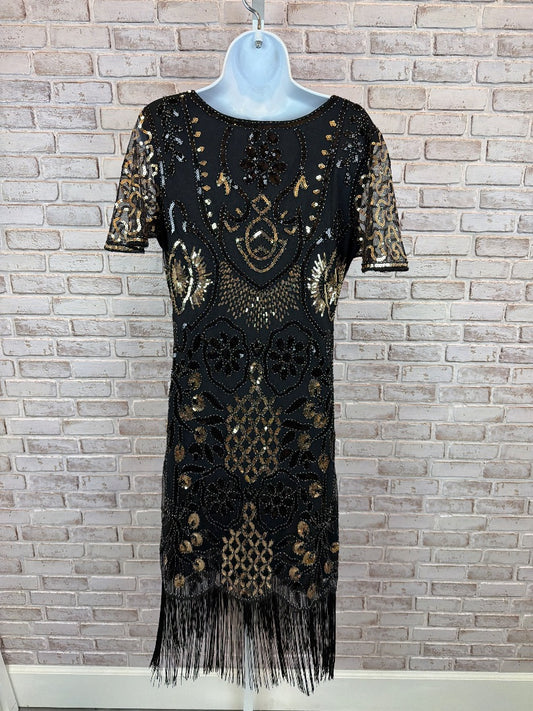 Various Flapper Dress, Black/gold, Large, Used - Excellent